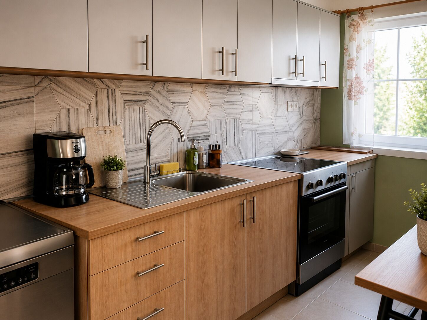 Studio Comfort, balkon, pemandangan gunung | Dapur pribadi | Lemari es besar, microwave, oven, dan kompor