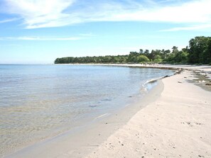 A beach with clear water, sandy shore, and a forested area in the background. - "Apelun" - 60m from the sea by Interhome (Nexø)