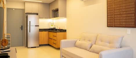 Comfort Apartment | Living area | 43-inch Smart TV with digital channels, Netflix, streaming services