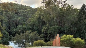 A gravel path leading to a wooden structure with the number 11, surrounded by dense forest and a small building. - Back to nature rainforest retreat, in the centre of the Sunshine Coast Region. (Rosemount)
