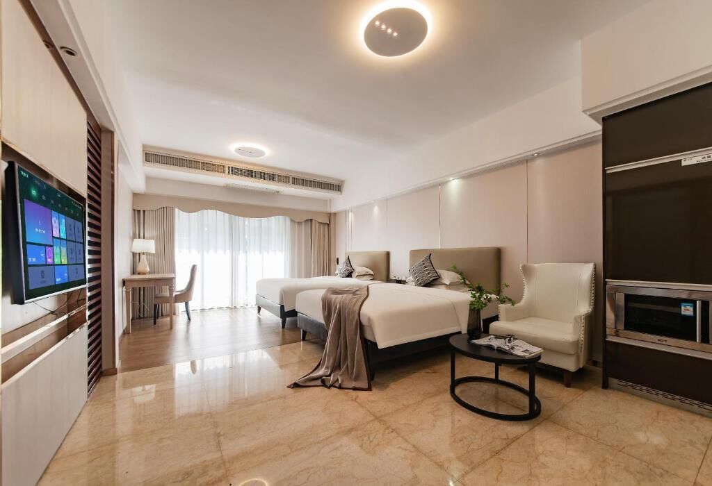 Senior Twin Room, 2 Queen Beds, Balcony | Blackout drapes, soundproofing, iron/ironing board, free WiFi