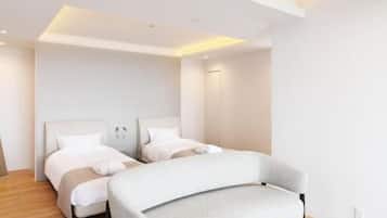 Habitación superior con 2 camas individuales, alberca privada, vista al mar | Interior
