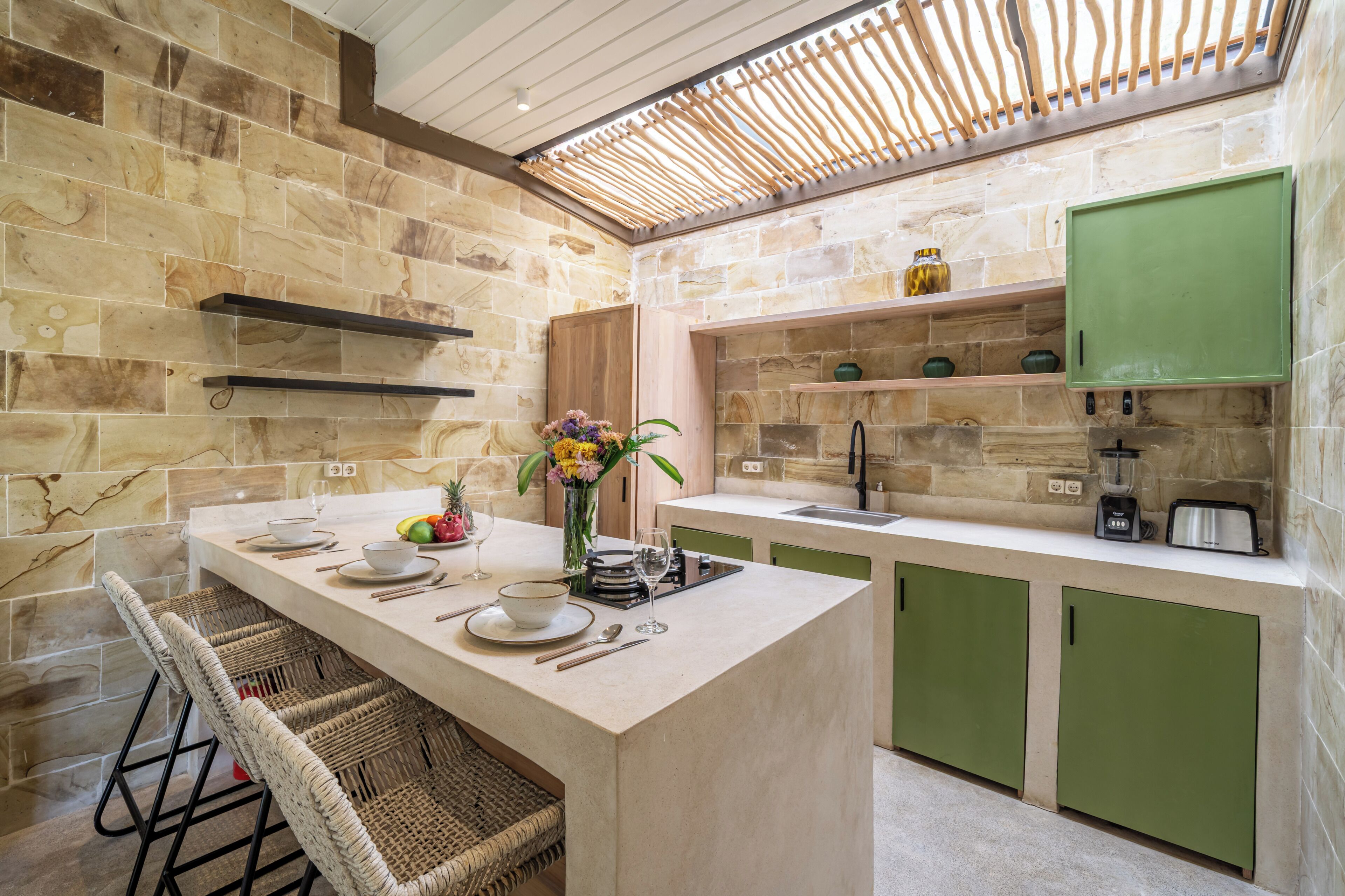 Exclusive Villa, Pool View | Private kitchen | Coffee/tea maker, spices, eco-friendly cleaning products, paper towels