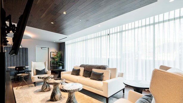A modern living room with a sofa, armchairs, and a coffee table. - 1BR in DV East, Steps to Gondola Ski-in/out, Amenities (Park City)