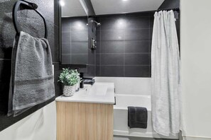 Ducha, secador de pelo, shampoo