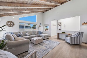 Smart TV, fireplace, video library