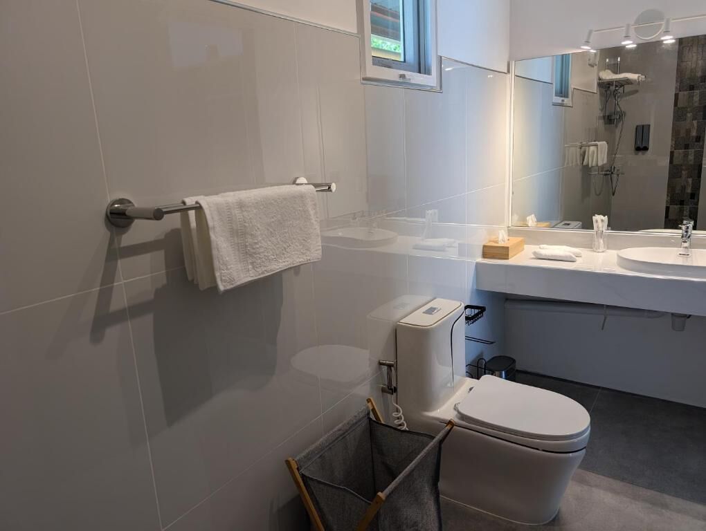 Towels, soap, shampoo, toilet paper