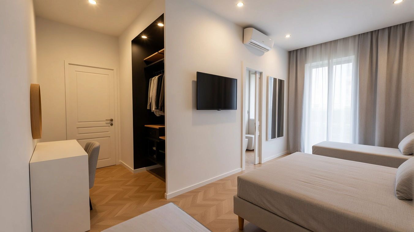 Desk, laptop workspace, iron/ironing board, free WiFi