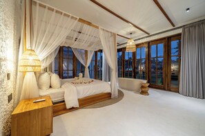 Luxury-Villa, Poolblick | Bettwäsche aus ägyptischer Baumwolle, hochwertige Bettwaren, Zimmersafe