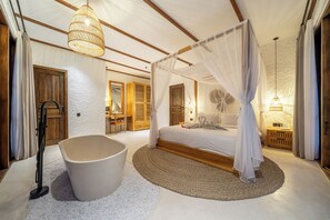Luxury Villa, Pool View | Egyptian cotton sheets, premium bedding, in-room safe - Tropical Tribe - Peaceful Oasis  (Ubud)