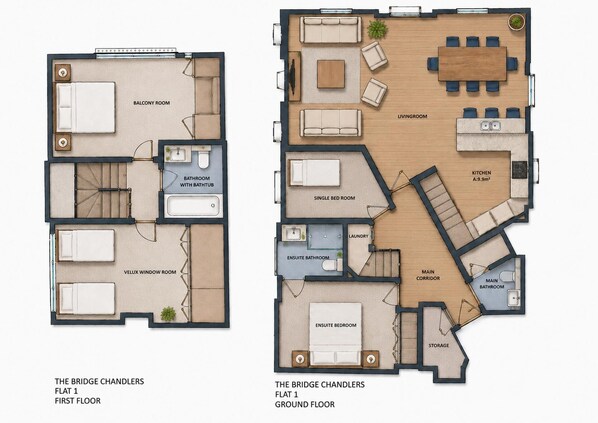 Floor plan - 4 Bed - Sleeps 8 - Pool Table -sea View - Parking (Swanage)