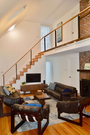 Living area - Lakefront Home with Private Dock, Kayaks/SUPs and beautiful spring and summer views. (Shapleigh)