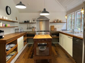 Fridge, microwave, oven, coffee/tea maker