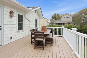 Outdoor dining - Coastal Beach Home w/Character! Beach Access, Ocean Views, & Huge Yard along Quiet Ocean Blvd! (Isle Of Palms)