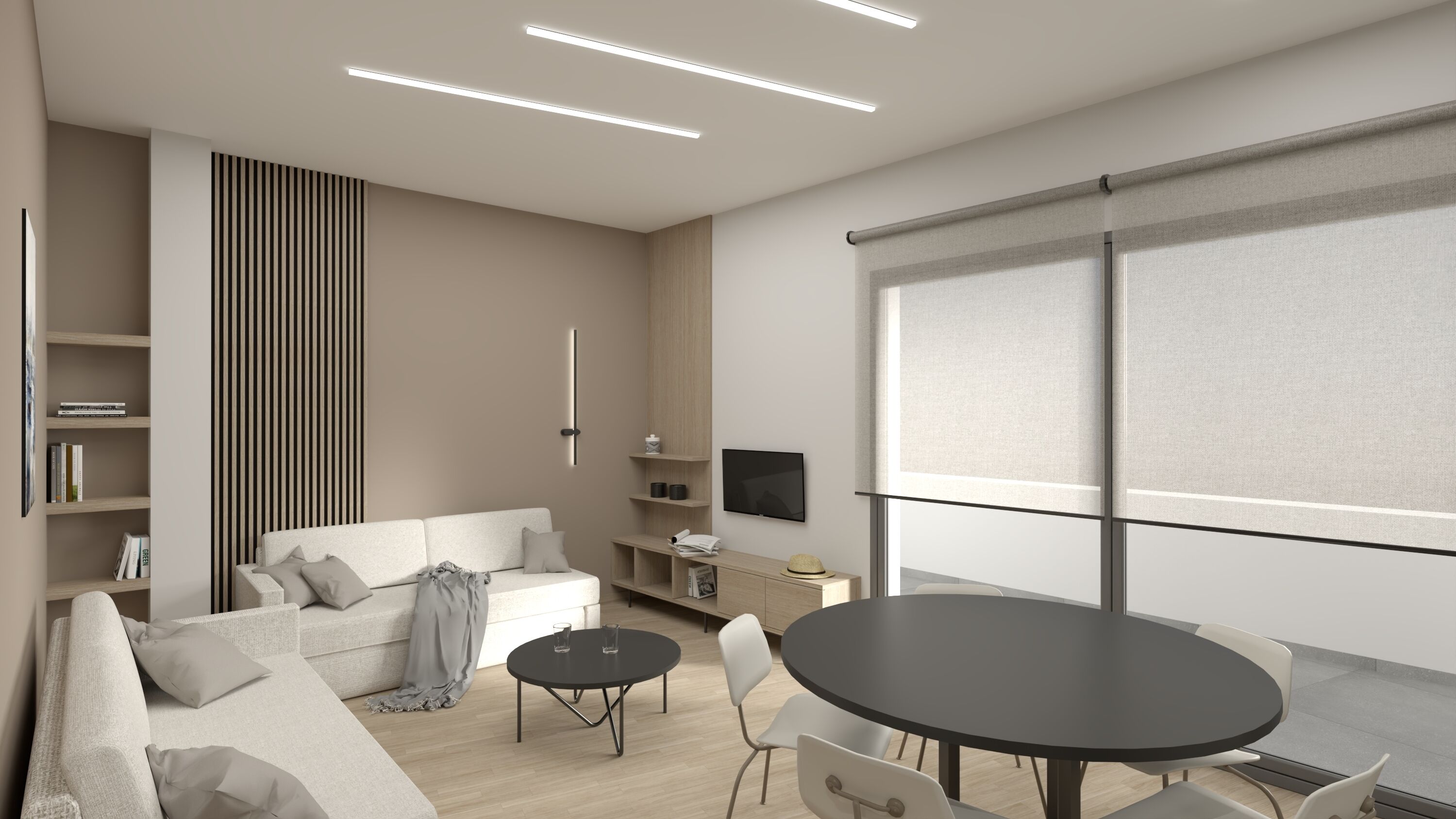 Familie-studiosuite, bassengutsikt | Oppholdsområde