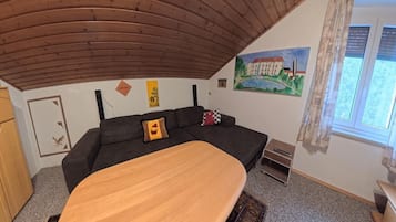 Fernseher, Videospiele, DVD-Player, Tischtennisplatte