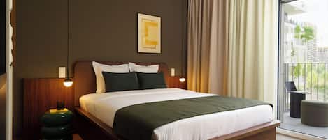 Premium Studio, Balcony | Minibar, in-room safe, desk, laptop workspace