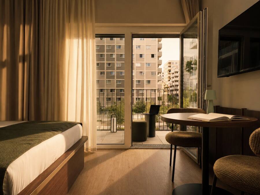 Premium Studio, Balcony | Minibar, in-room safe, desk, laptop workspace