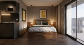 Premium Studio, Balcony | In-room safe, desk, laptop workspace, free WiFi - Habyt Vienna Green Cube (Wien)
