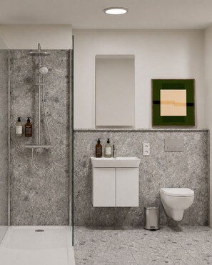 Shower, hair dryer, towels, soap - Habyt Vienna Green Cube (Wien)