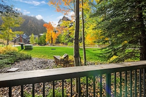 Une vue d’un quartier résidentiel avec des maisons, un champ herbeux et des arbres.
