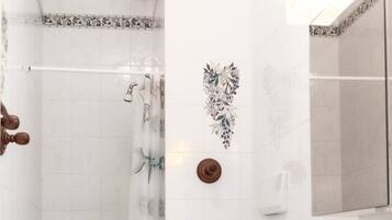 Hair dryer, bidet, towels, soap