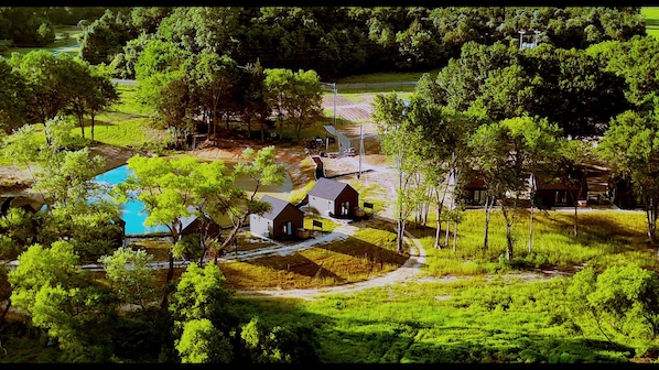 Exterior - Private 16-Acre Lakefront Farm: 10 Cabins, Commons Barn, Sleeps 26 (Jewett)