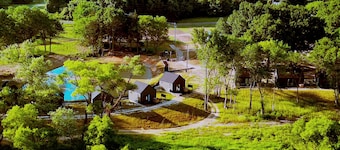 Private 16-Acre Lakefront Farm: 10 Cabins, Commons Barn, Sleeps 26
