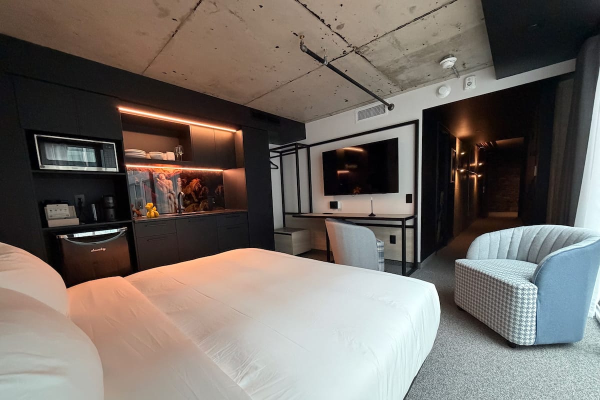 Studio, Courtyard View | Egyptian cotton sheets, premium bedding, down comforters, pillowtop beds