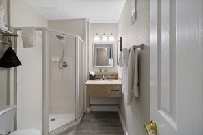 Hair dryer, towels, toilet paper