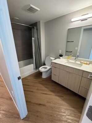 Hair dryer, towels, soap, toilet paper - Premium Luxury 2-bedroom Condo in Downtown Raleigh (Raleigh)