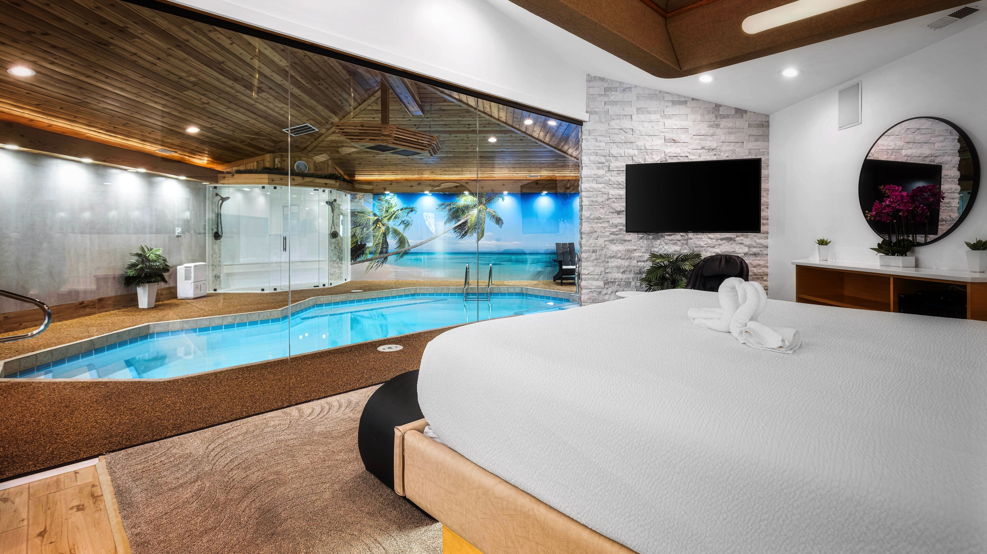 Suite, 1 King Bed, Private Pool | Iron/ironing board, bed sheets