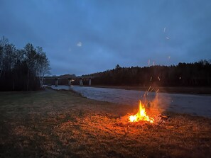 Fireplace - Rustic Fishing Lodge located on the Main Southwest Miramichi (Bloomfield Ridge)