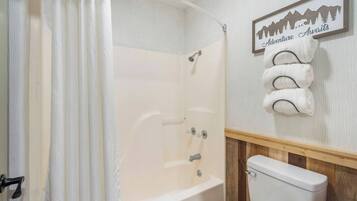 Towels, soap, shampoo, toilet paper