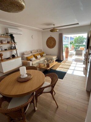 Living area - Modern jewel in Imi Ouaddar | 2 bedrooms, private terrace (Imi Ouaddar)