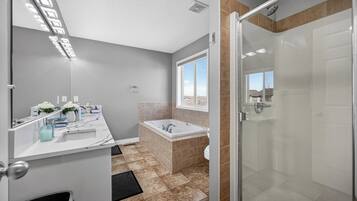 Shower, bidet, towels, soap