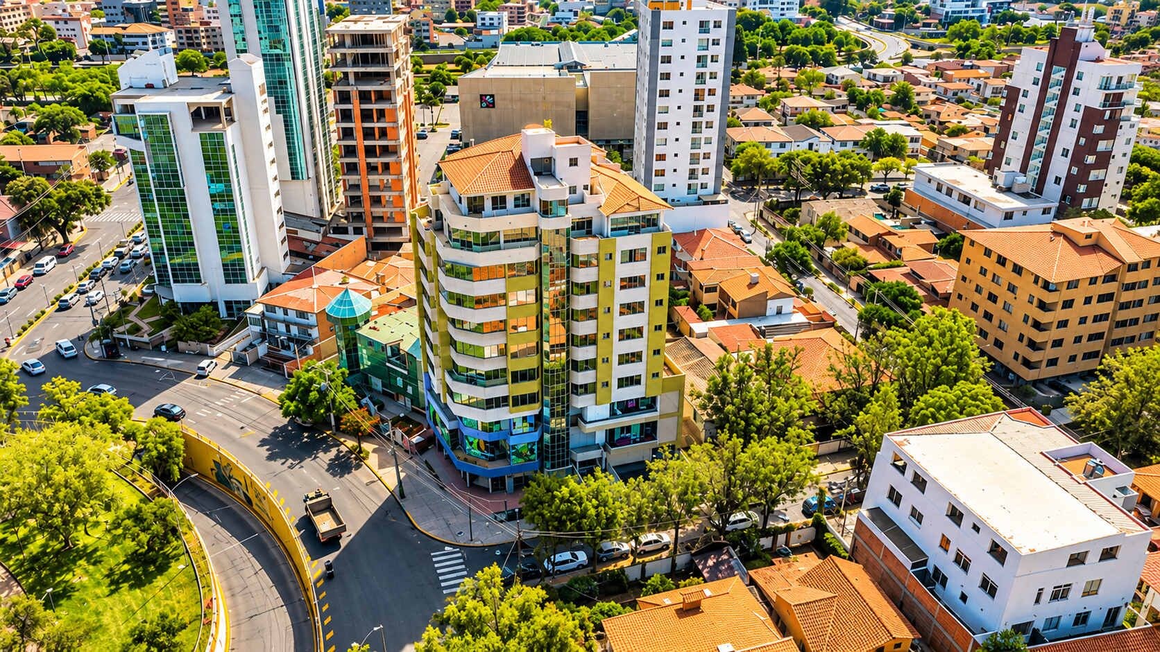 Aerial view of building. This listing is located in the last two floors