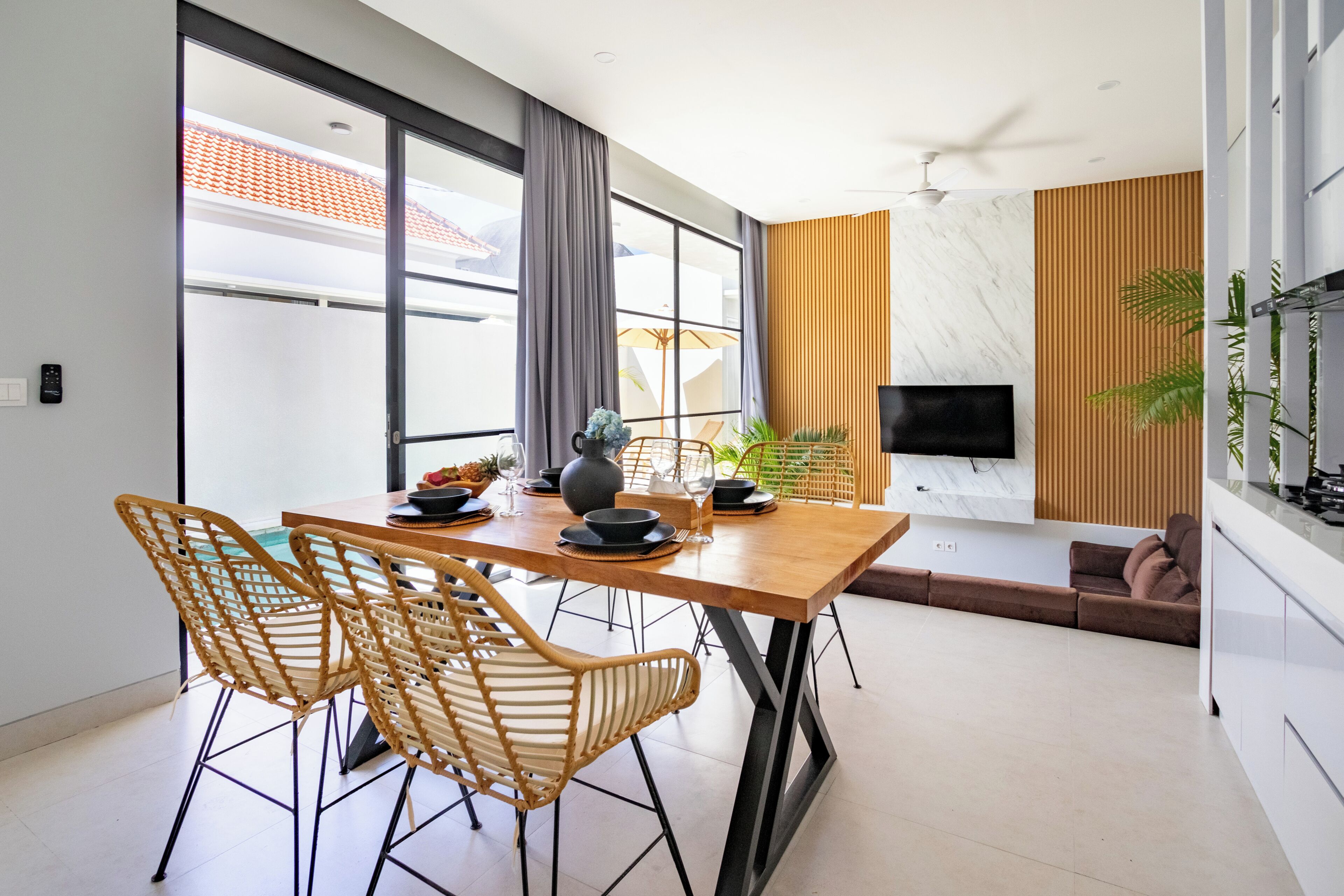 Exclusive Villa, Pool View | Living area | 50-inch Smart TV with digital channels