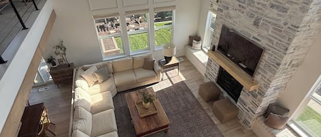 Smart TV, fireplace, foosball, stereo