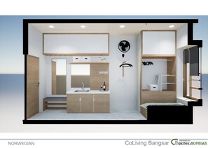 Standard Double Room, City View | Floor plan - Social by The Assembly Place (Kuala Lumpur)