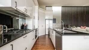 Fridge, oven, stovetop, dishwasher