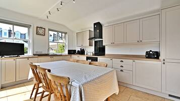 Fridge, microwave, oven, electric kettle