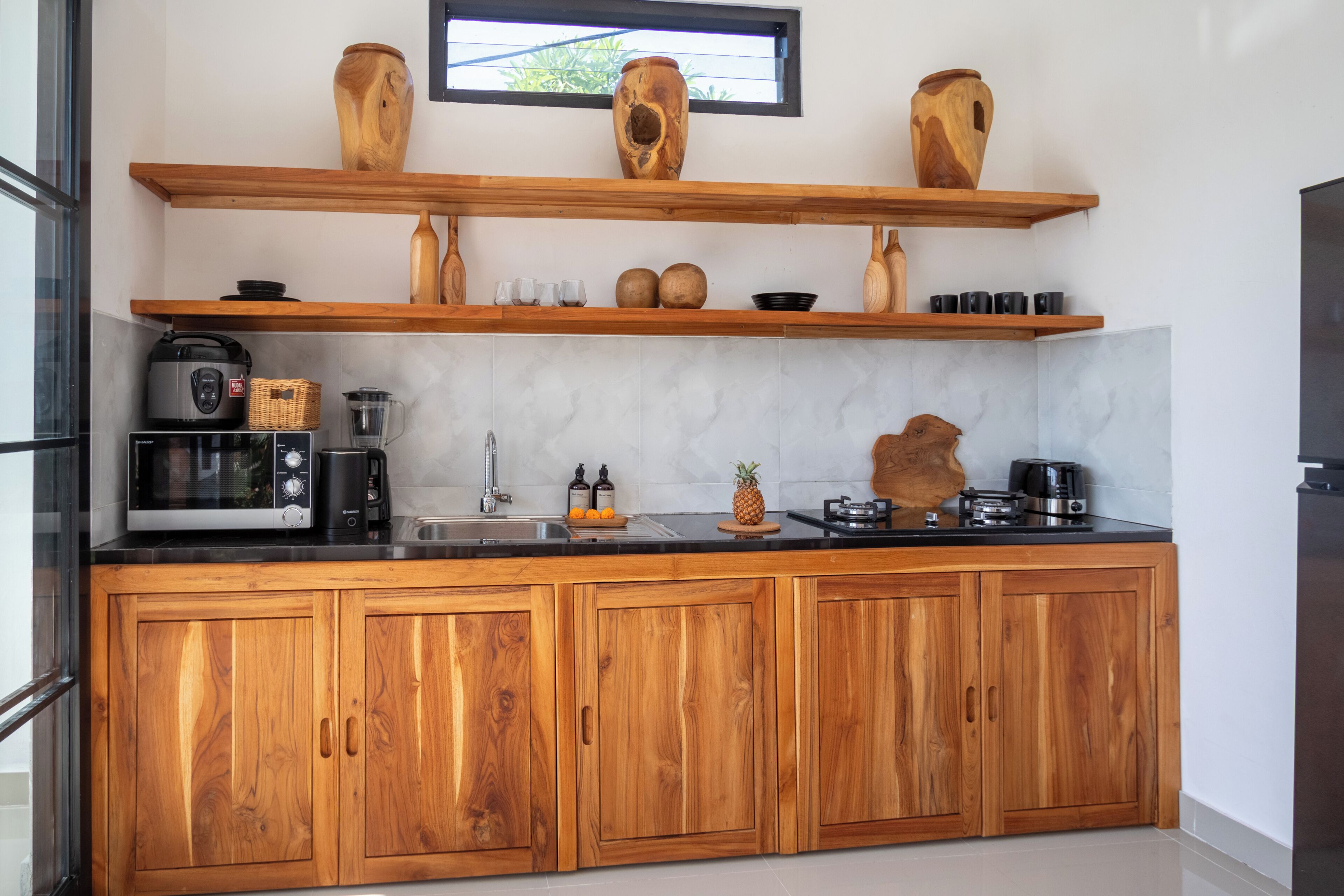 Superior Villa, Pool View | Private kitchen | Spices, eco-friendly cleaning products, paper towels