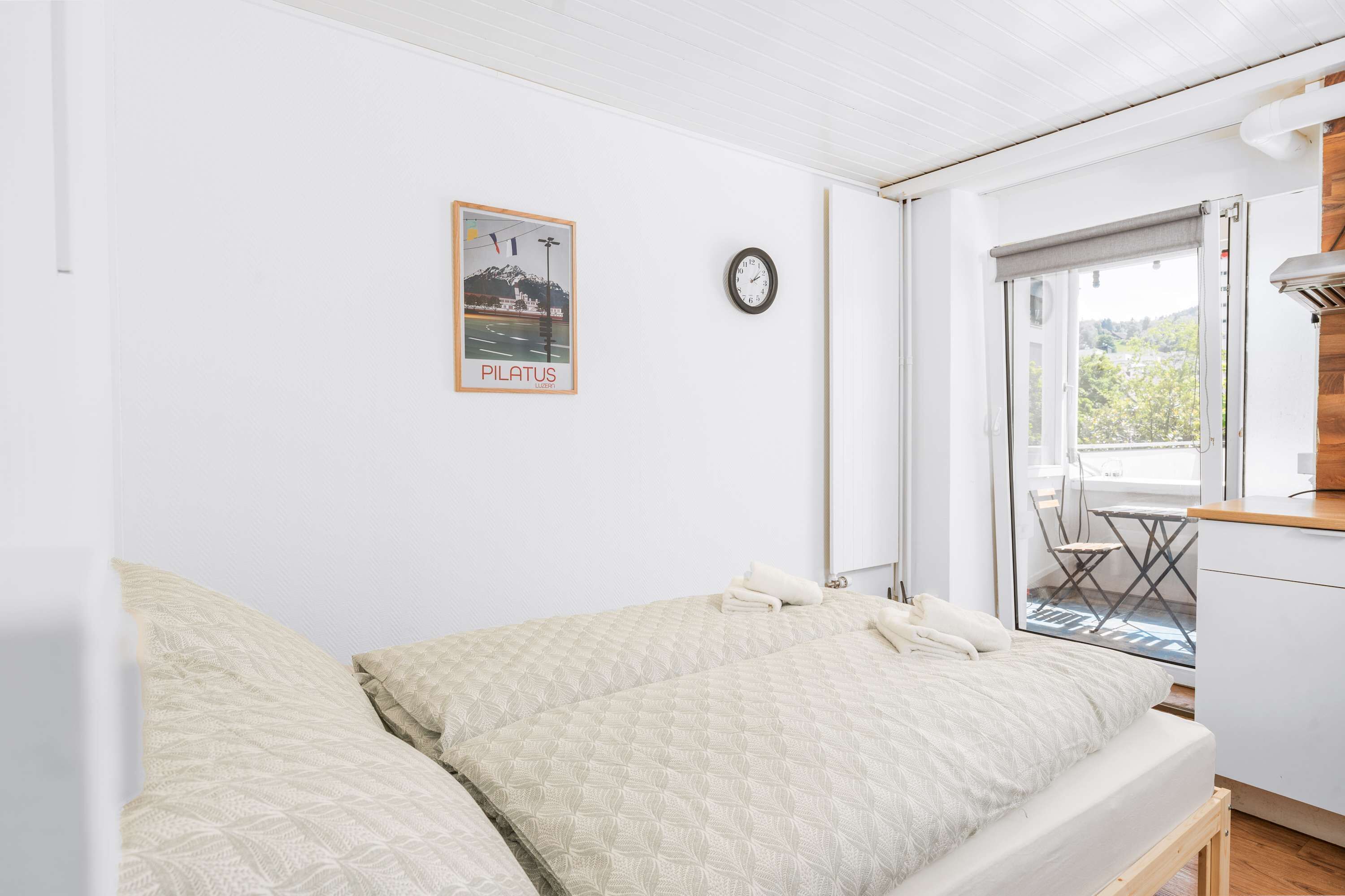 Cozy double bed in the private studio