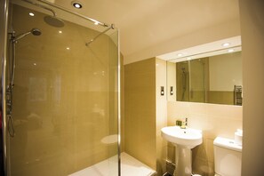 Deluxe Double Room | Bathroom | Hair dryer, towels, soap, shampoo