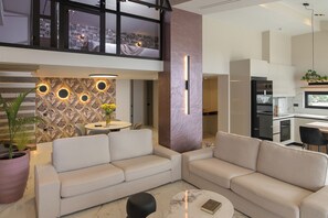 Villa superior, 3 habitaciones, piscina privada, vistas al mar | Zona de estar
