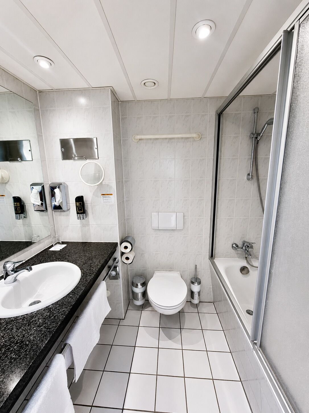 Towels, soap, shampoo, toilet paper