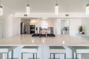 House, Multiple Beds, Pool Access, Ocean View (3553 Ocean) | Private kitchen | Electric kettle - Ocean Drive Splendor Awaits (Corpus Christi)