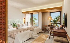 Junior-Vierbettzimmer, Balkon, eingeschränkter Meerblick | Zimmersafe, Schreibtisch, laptopgeeigneter Arbeitsplatz