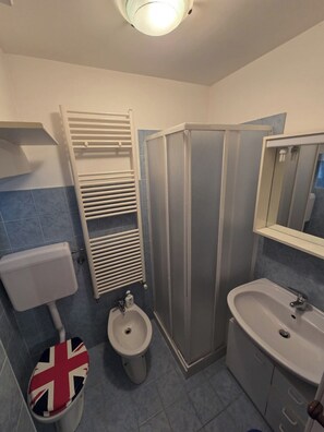 Dusche, Haartrockner, Bidet, Handtücher